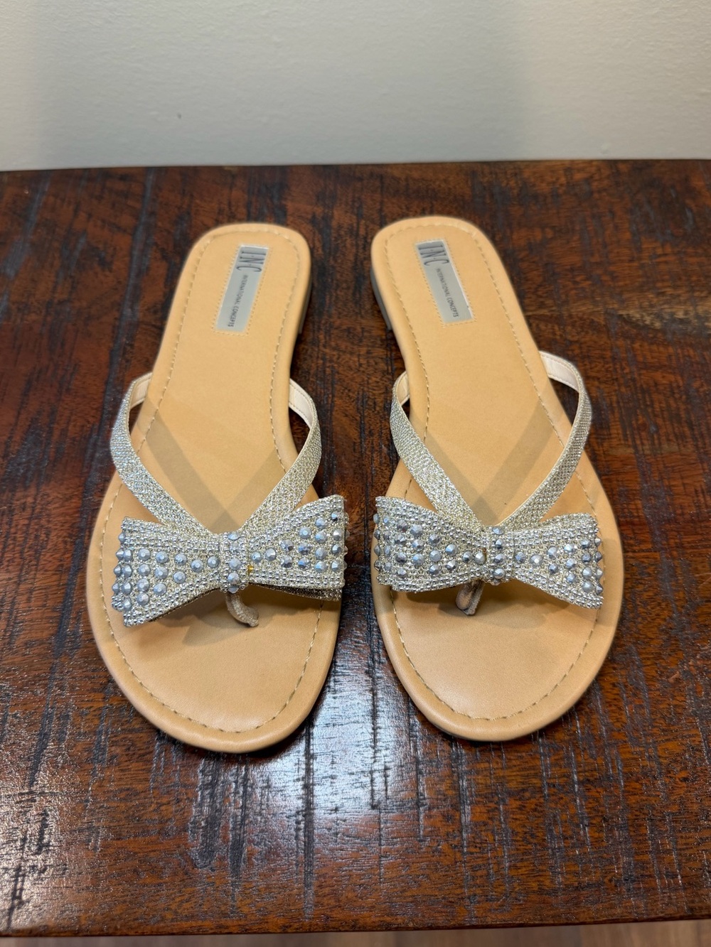 INC International Champagne Bow Sandals